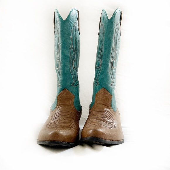 Western Cowgirl Boots. Brown & Teal. Excellent Condition. Size 7.5 CONCERTS! - Picture 5 of 13